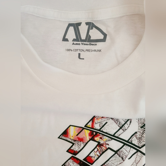 New AVD Audio Video Disco White Shortsleeve T-shirt Size L 100% Preshrunk Cotton - Picture 7 of 7